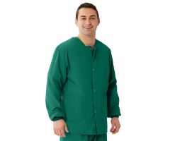 AngelStat Unisex Snap-Front Warm-Up Scrub Jacket, Emerald, Size XS
