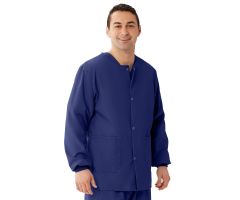 AngelStat Unisex Snap-Front Warm-Up Scrub Jacket, Navy, Size L