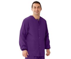 AngelStat Unisex Snap-Front Warm-Up Scrub Jacket, Regal Purple, Size XS