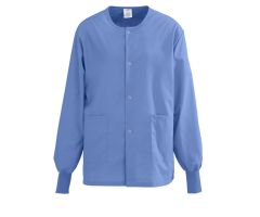 AngelStat Unisex Snap-Front Warm-Up Scrub Jacket, Ceil Blue, Size L