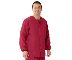 AngelStat Unisex Snap-Front Warm-Up Scrub Jacket, Raspberry, Size L
