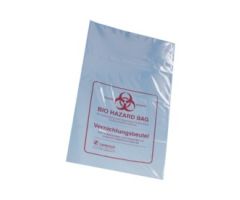 Disposal bags, 40 l, (LxW): 780 x 600 mm, PP, transparent, with print Biohazard