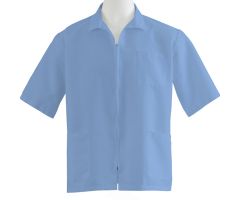 Unisex Front-Zip Smock, Light Blue, Size M