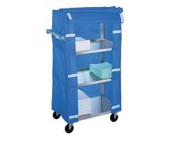 4 Shelf Linen Cart with Cover 5 Inch 2 Swivel/2 Fixed Casters 500 lbs. Weight Capacity Stainless Steel 4 Shelves 21 X 49 Inch