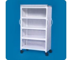 4 Shelf Linen Cart with Cover Deluxe 4 Inch Casters 53 lbs. 4 Removable Shelves, 12 Inch Spacing 36 X 20 Inch