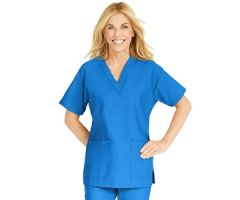 ComfortEase Women's V-Neck Tunic Scrub Top with 2 Pockets, Royal Blue, Size M