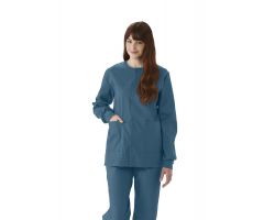 ComfortEase Unisex Crew-Neck Warm-Up Jacket with Knit Cuffs, Caribbean Blue, Size 4XL