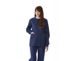 ComfortEase Unisex Crew-Neck Warm-Up Jacket with Knit Cuffs, Midnight Blue, Size 4XL