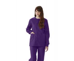 ComfortEase Unisex Crew-Neck Warm-Up Jacket with Knit Cuffs, Rich Purple, Size XS