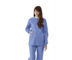 ComfortEase Unisex Crew-Neck Warm-Up Jacket with Knit Cuffs, Ceil Blue, Size 4XL