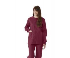 ComfortEase Unisex Crew-Neck Warm-Up Jacket with Knit Cuffs, Wine, Size L/8832JWNM