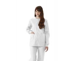 ComfortEase Unisex Crew-Neck Warm-Up Jacket with Knit Cuffs, White, Size 2XL