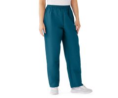 ComfortEase Women's Elastic Waist 2-Pocket Scrub Pants, Size XS Regular Inseam, Caribbean Blue