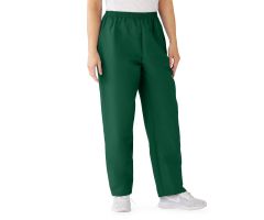 ComfortEase Women's Elastic Waist 2-Pocket Scrub Pants, Size XL Regular Inseam, Evergreen