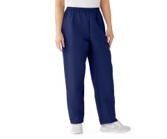 ComfortEase Women's Elastic Waist 2-Pocket Scrub Pants, Size XS Regular Inseam, Midnight Blue