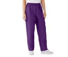 ComfortEase Women's Elastic Waist 2-Pocket Scrub Pants, Size 3XL Regular Inseam, Rich Purple