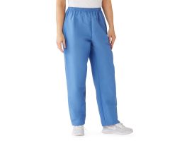ComfortEase Women's Elastic Waist 2-Pocket Scrub Pants, Size 3XL Regular Inseam, Ceil Blue