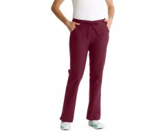 ComfortEase Women's Modern Fit Cargo Scrub Pants with 4 Pockets, Wine, Tall Inseam, Size XS