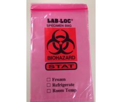 Specimen Transport Bag with Document Pouch Seal-N-Rip 6 X 9 Inch LDPE Zip Closure STAT / Biohazard Symbol / Storage Instructions NonSterile, 887512CS