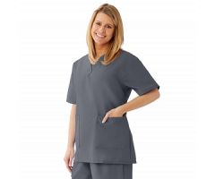 AngelStat Women's V-Neck Tunic Scrub Tops with 2 Pockets, Charcoal, Size M