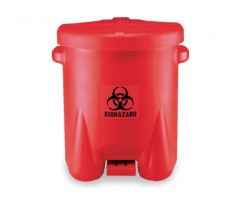 Medical Waste Receptacle Eagle 14 gal. Round Red HDPE Step On