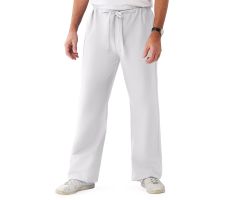 ComfortEase Unisex Reversible Scrub Pants with Drawstring Waist, White, Regular Inseam, Size S, Color Code
