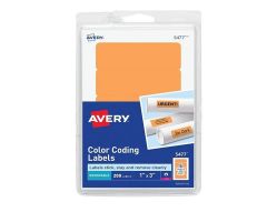 Avery Label Neon Orange 1"x3" 200/Pk