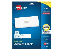 Avery White Inkjet Address Labels 1" x 4" Box Of 500 500/Bx