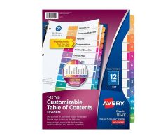 Avery Ready Index Table Of Contents Dividers 1-12 Tab Multicolor 1/PK