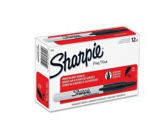 Sharpie Retractable Permanent Markers Fine Point Black 12/Box 12/Bx