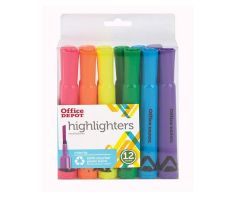 Chisel-Tip Highlighter Assorted Fluorescent Colors 12/Pk