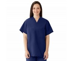 ComfortEase Unisex Reversible Scrub Top with 2 Pockets, Midnight Blue, Size XL, Color Code