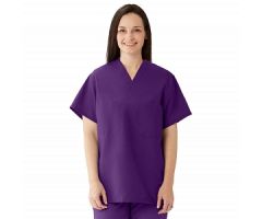 ComfortEase Unisex Reversible Scrub Top with 2 Pockets, Rich Purple, Size L, Color Code