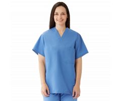 ComfortEase Unisex Reversible Scrub Top with 2 Pockets, Ceil Blue, Size M, Color Coding