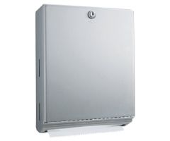 Paper Towel Dispenser Bobrick Satin Finish Stainless Steel Manual Pull 400 C-Fold / 525 Multi-fold Surface Mount