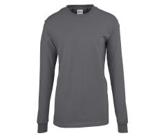 100% Cotton Long-Sleeve T-Shirt, Charcoal, Size L