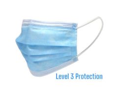 Disposable Face Mask,Bx/50 w/EarLoops,3-Ply,Level 3, Blue