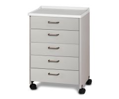 CABINET, MOBILE 5DRWR MAPLE MOLDED TOP SLVR
