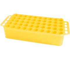 Block Rack D17, opening: 17 mm, 5 x 10, yellow, with handle