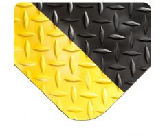 Anti-Fatigue Floor Mat UltraSoft Diamond-Plate SpongeCote 3 X 10 Foot Black / Yellow PVC / Nitrile Infused Sponge