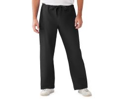 ComfortEase Unisex Nonreversible Drawstring Cargo Scrub Pants with Medline Color-Coding, Size S Regular Inseam, Black