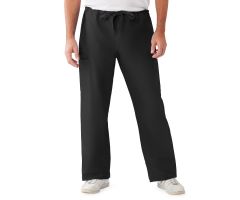 ComfortEase Unisex Nonreversible Drawstring Cargo Scrub Pants with Medline Color-Coding, Size S Tall Inseam, Black