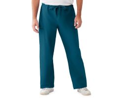 ComfortEase Unisex Nonreversible Drawstring Cargo Scrub Pants with Medline Color-Coding, Size M Regular Inseam, Caribbean Blue