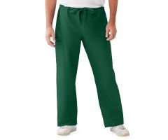 ComfortEase Unisex Nonreversible Drawstring Cargo Scrub Pants with Medline Color-Coding, Size M Regular Inseam, Evergreen