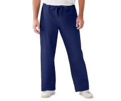 ComfortEase Unisex Nonreversible Drawstring Cargo Scrub Pants with Medline Color-Coding, Size XS Regular Inseam, Midnight Blue