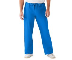 ComfortEase Unisex Nonreversible Drawstring Cargo Scrub Pants with Medline Color-Coding, Size L Regular Inseam, Royal Blue