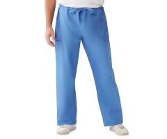 ComfortEase Unisex Nonreversible Drawstring Cargo Scrub Pants with Medline Color-Coding, Size XL Regular Inseam, Ceil Blue
