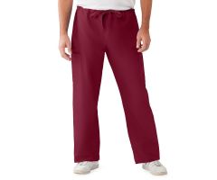 ComfortEase Unisex Nonreversible Drawstring Cargo Scrub Pants with Medline Color-Coding, Size 3XL Regular Inseam, Wine