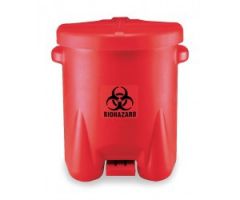 Medical Waste Receptacle 14 gal. Round Red HDPE Step On