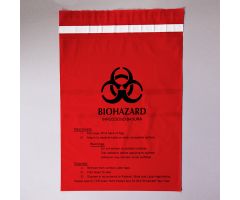 Stick-On Biohazard Bags, Large, 12 x 14